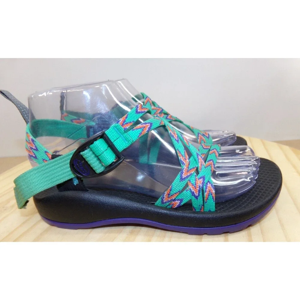 Chaco ZX1 EcoTread Sandals Youth‎ Kids Size 4 Green Orange Purple Outdoor Hiking